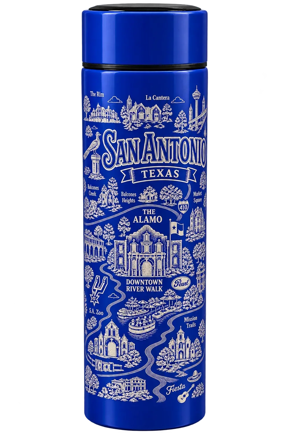 San Antonio Map Tumbler in blue