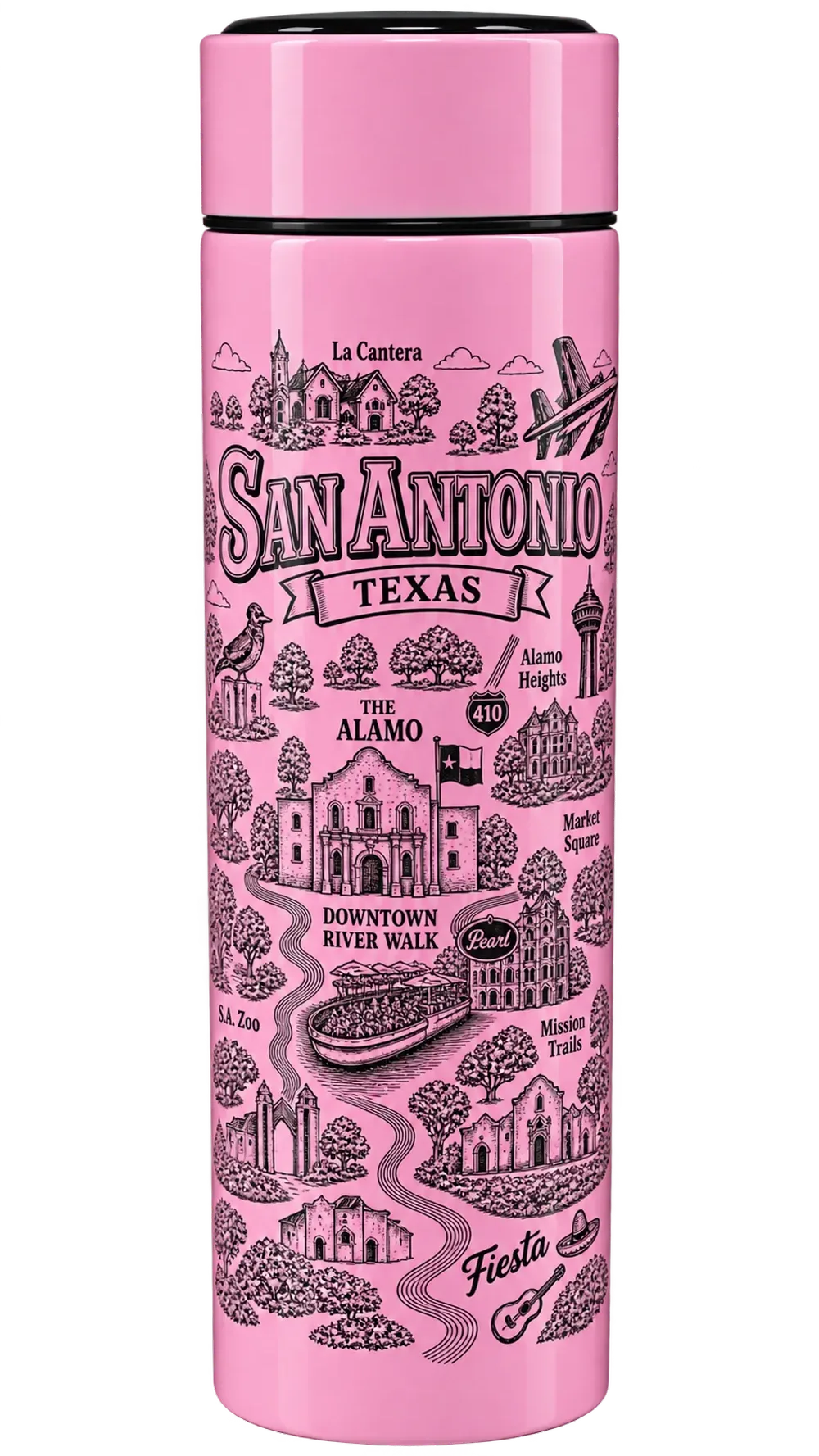 San Antonio Map Tumbler in pink