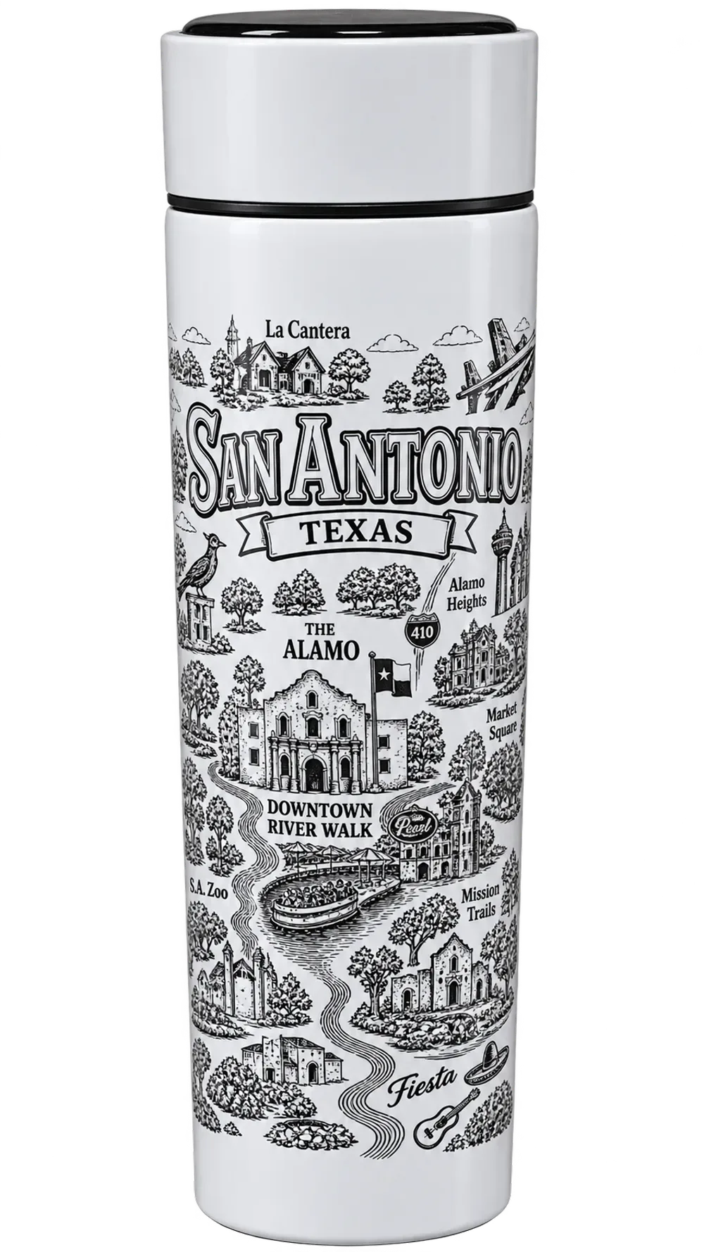 San Antonio Map Tumbler in white